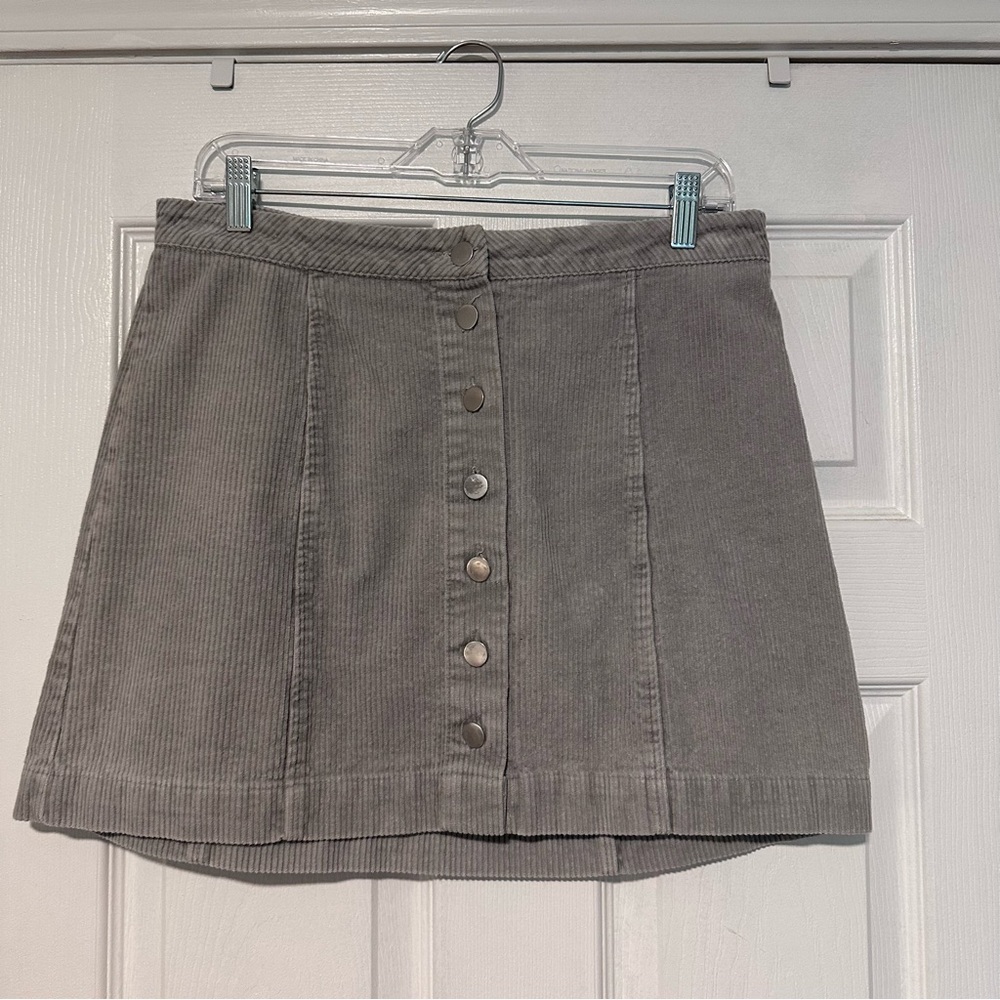 Button Front Corduroy Mini Skirt